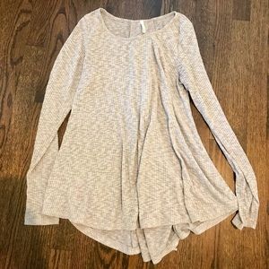 Gray Long Sleeve with Lace Up Back